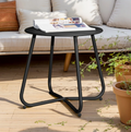 Modern Steel Outdoor Patio Side Table, Weather-Resistant Round Accent End Table for Garden & Balcony Use